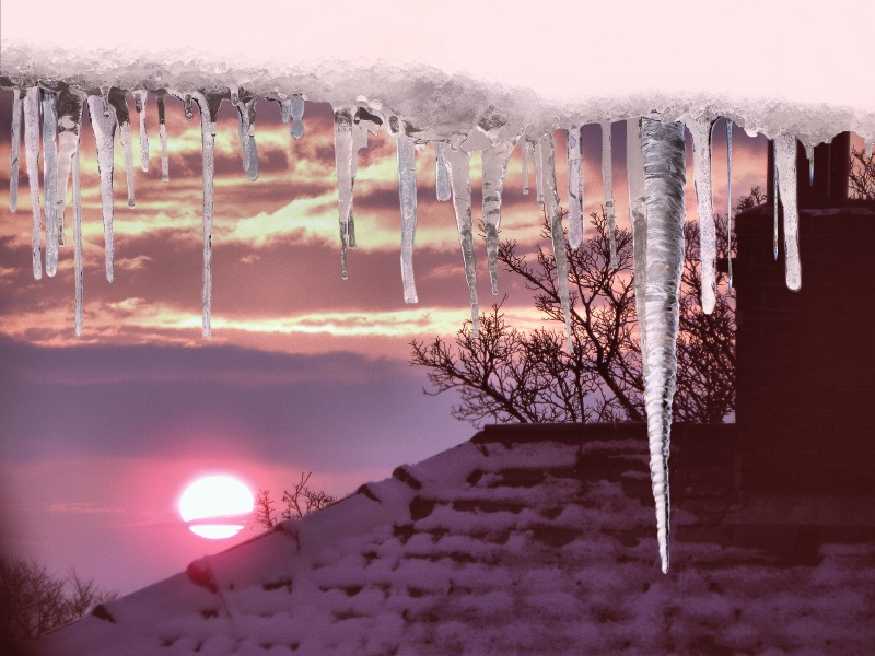 Icicles in early morning. 2010