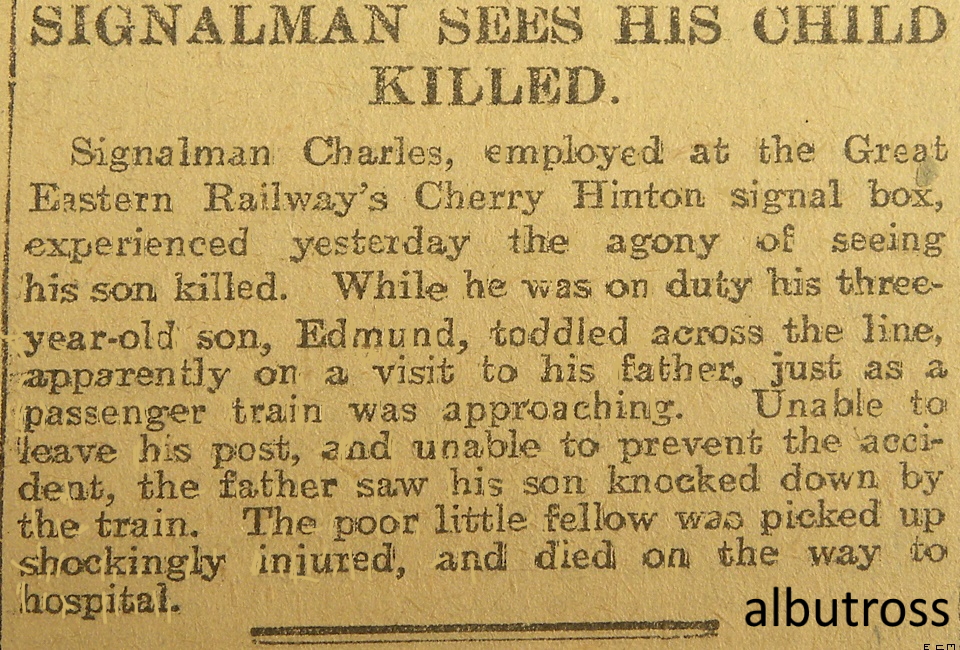 Signalman sees his Child killed 1907.