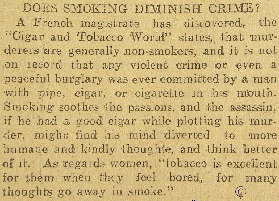 Smoking stops you killing. 1907