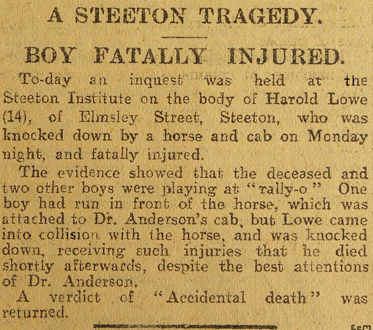 Steeton Boy run over 1907.
