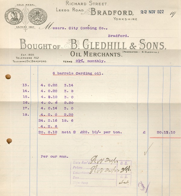 B Gledhill and Sons, Bradford.