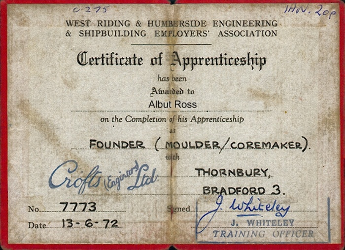 Certificate of Apprenticeship.